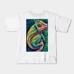 Reptile Lover and Lizard Lover Op Art Chameleon Kids T-Shirt